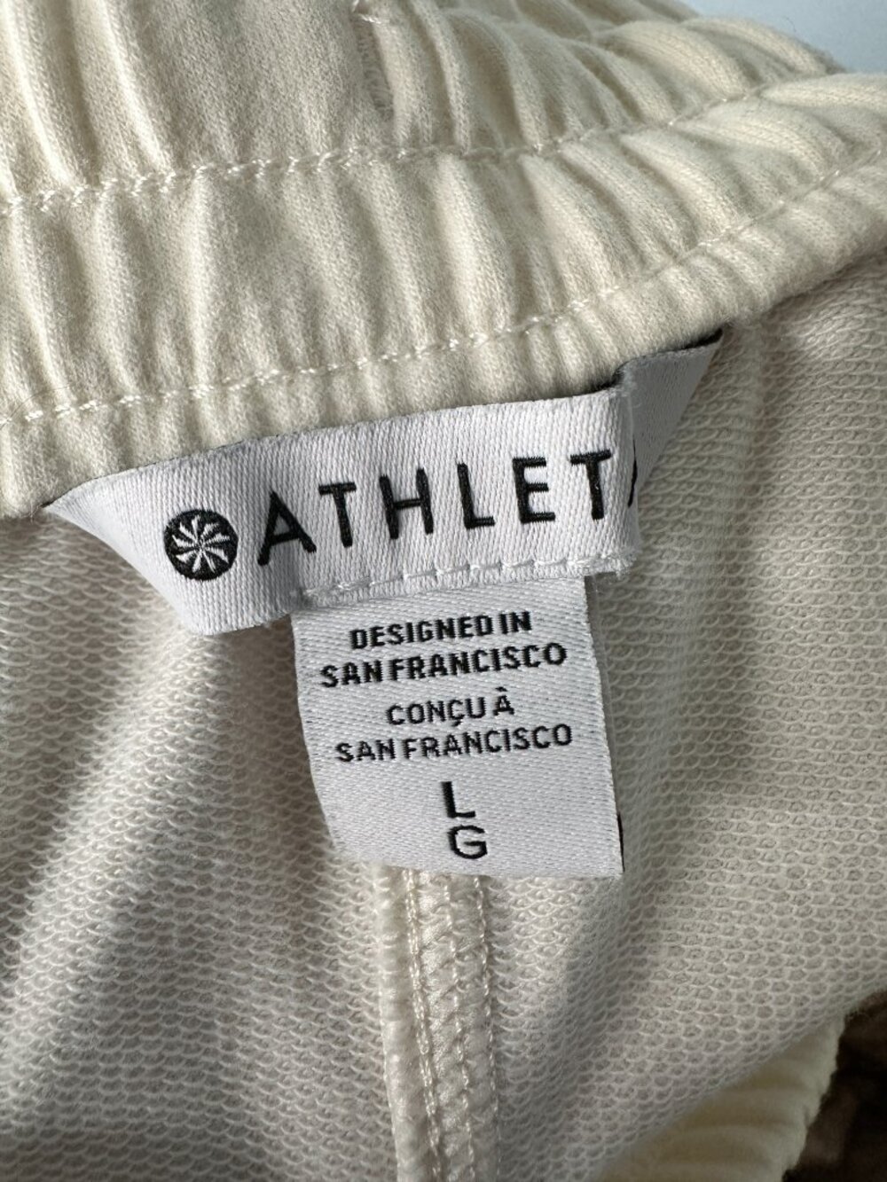 Athleta Retro Terry High Rise Wide Leg Cargo Pant White Large Athleisure Gym - Picture 6 of 8